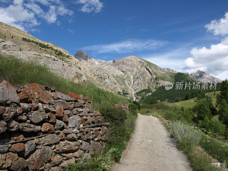 夏天的阿尔卑斯山，在5 GR山谷乌贝耶步道